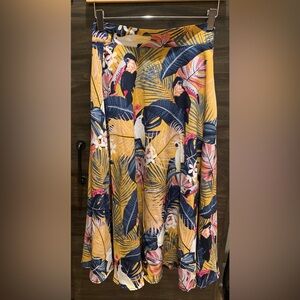 BANNED RETRO Multicolor Exotic Birds Swing Skirt Size Small